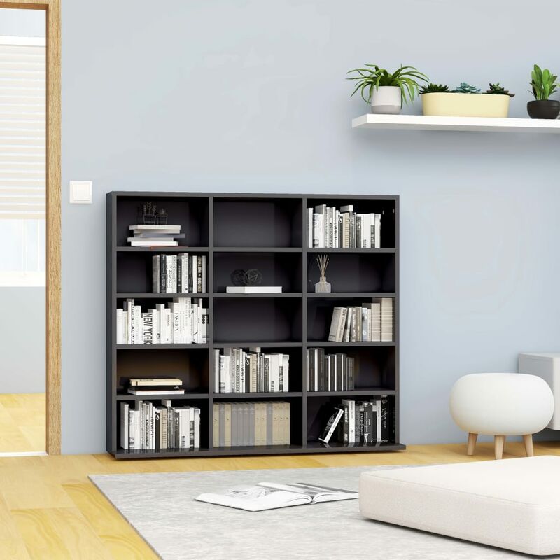 

Estantería para CD aglomerado gris brillante 102x23x89,5 cm - Gris