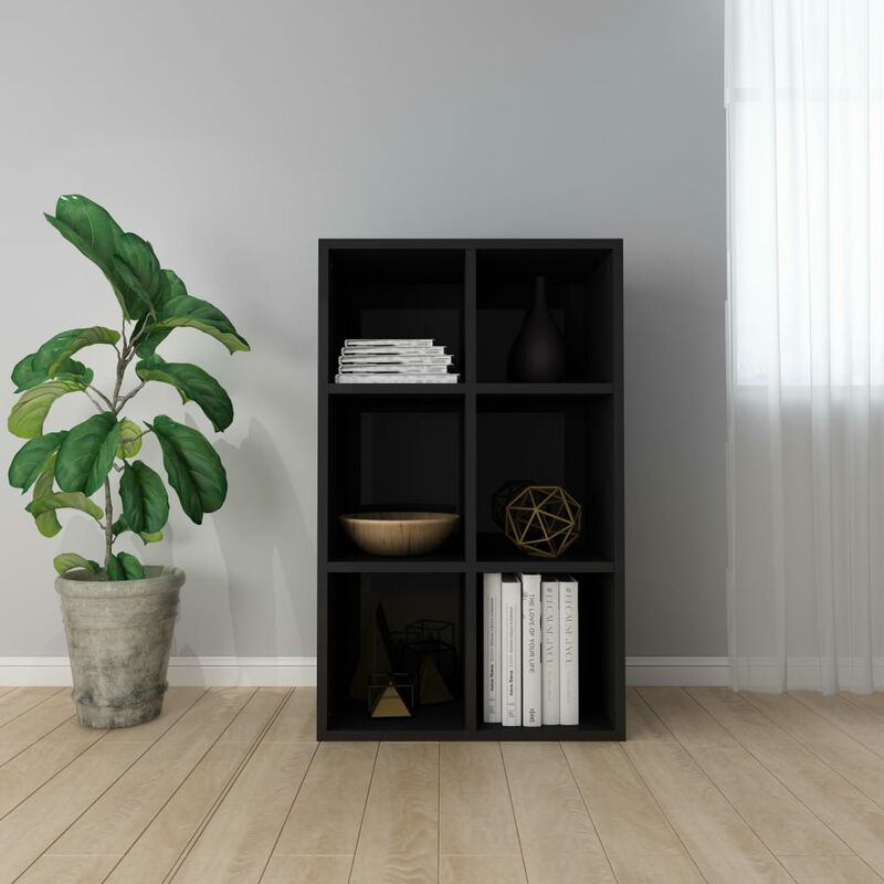 

Estantería/Aparador de aglomerado negro brillante 66x30x97,8 cm - Negro