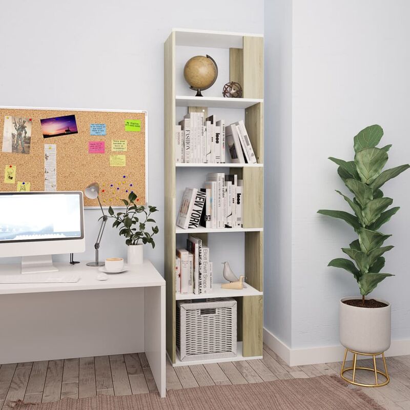 

Estantería/divisor aglomerado blanco y Sonoma 45x24x159 cm - Multicolor