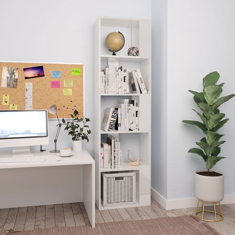 

Estantería/divisor espacio aglomerado blanco brillo 45x24x159cm - Blanco