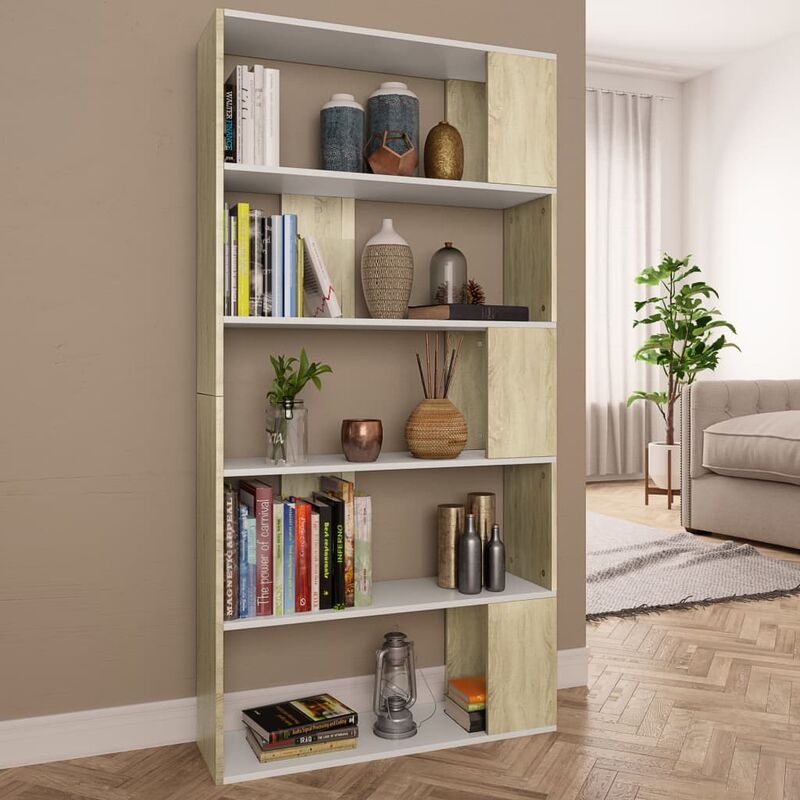 

Estantería/divisor espacio aglomerado blanco Sonoma 80x24x159cm - Multicolor