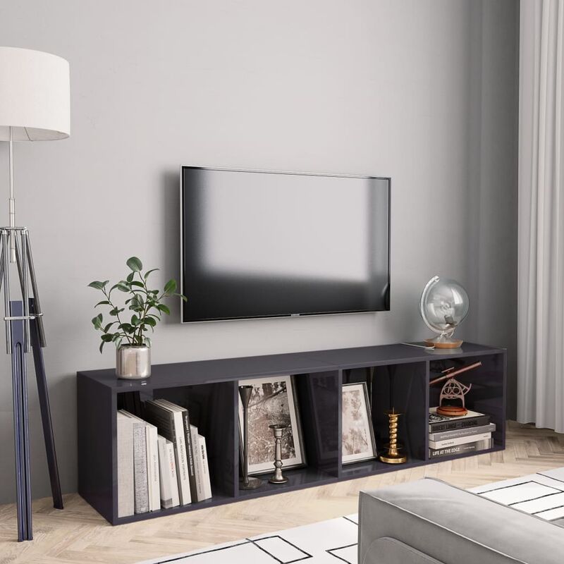 

Estantería/mueble para TV gris brillante 143x30x36 cm - Gris