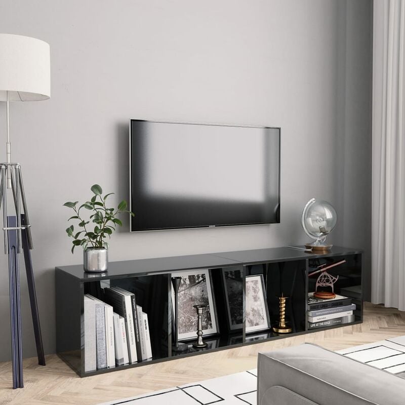 

Estantería/mueble para TV negro brillante 143x30x36 cm - Negro
