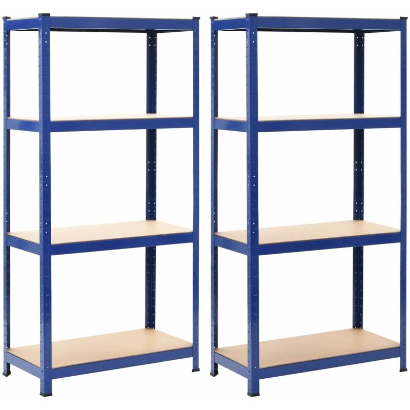 

Estanterías 2 unidades azul 80x40x160 cm acero y MDF - Azul