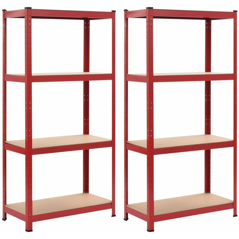 

Estanterías 2 unidades rojo 80x40x160 cm acero y MDF - Rojo