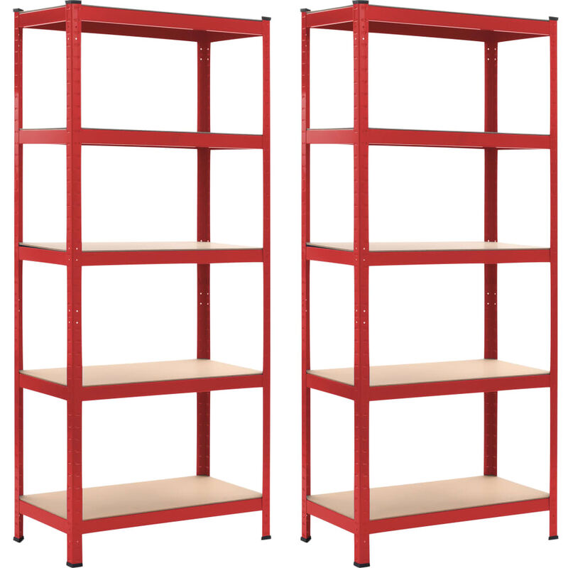 

Estanterías 2 unidades rojo 80x40x180 cm acero y MDF - Rojo