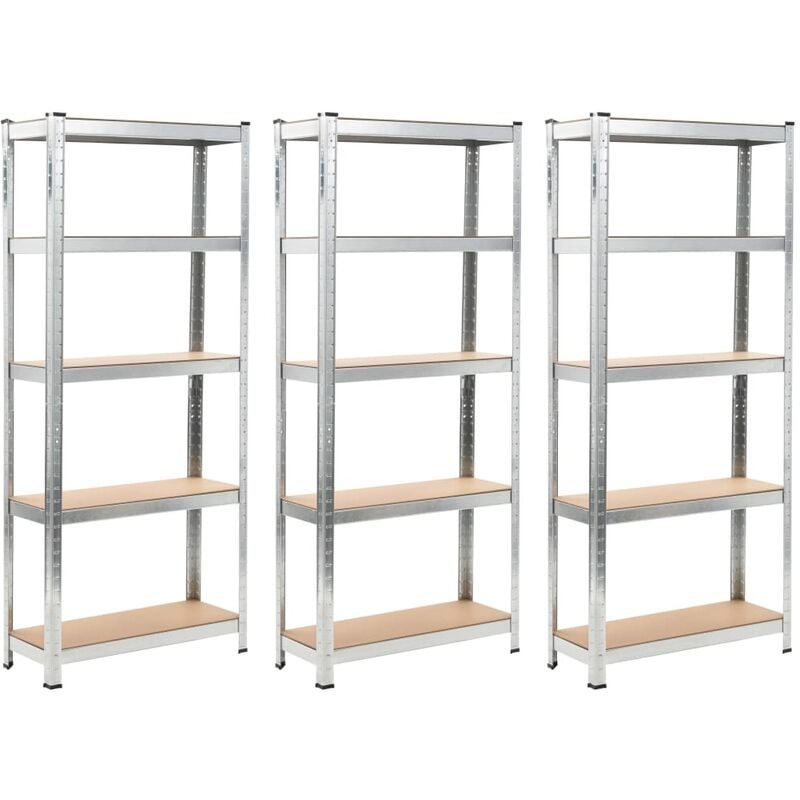 

Estanterías de acero y MDF 3 unidades plateado 75x30x172 cm - Plateado