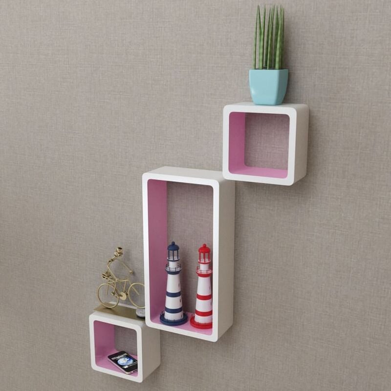 

Estanterías de cubos para pared 6 unidades blanco y rosa - Rosa