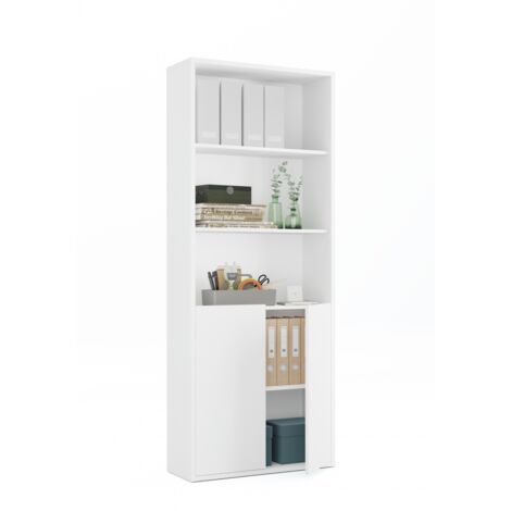 Estantería-1 dos puertas acabado blanco, 196.5 cm(alto)75.5 cm(ancho)33 cm(fondo)..