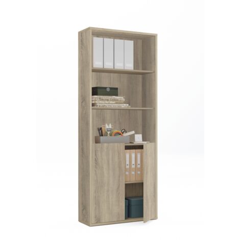 Estantería-1 dos puertas acabado roble cambrian, 196.5 cm(alto)75.5 cm(ancho)33 cm(fondo)..