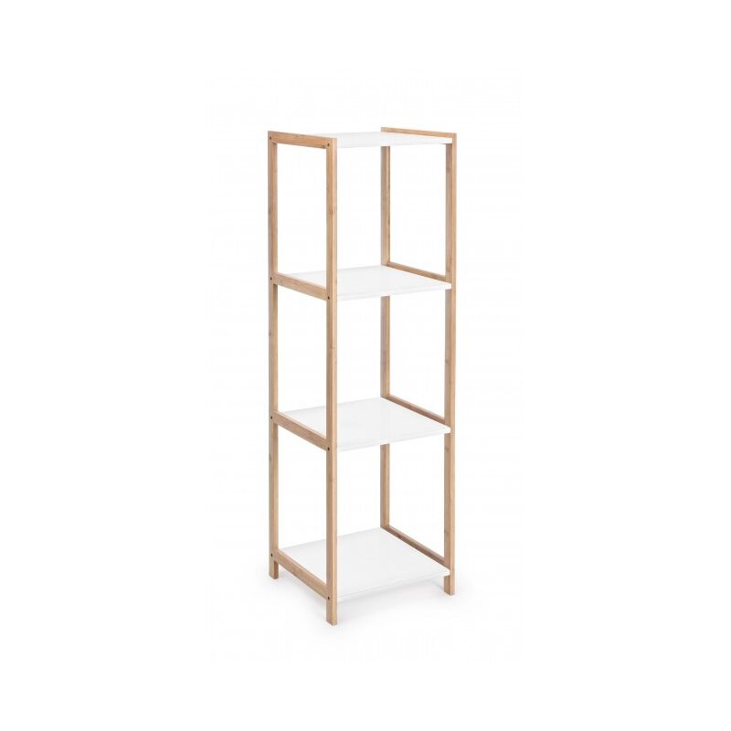 

Caesaroo - Estantería 114 cm con estructura de madera de bambú y 4 baldas color blanco mate | Blanco