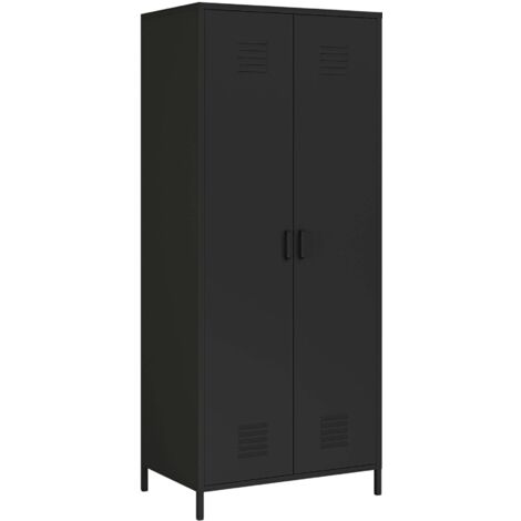 Estantería 180 x 76 x 50 cm armario de almacenamiento metálico de acero negro mate 030008916