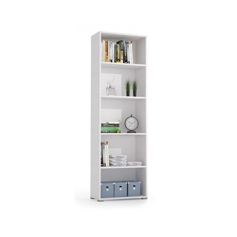 

Estantería 195 cm Blanco ceniza con 4 estantes | Blanco