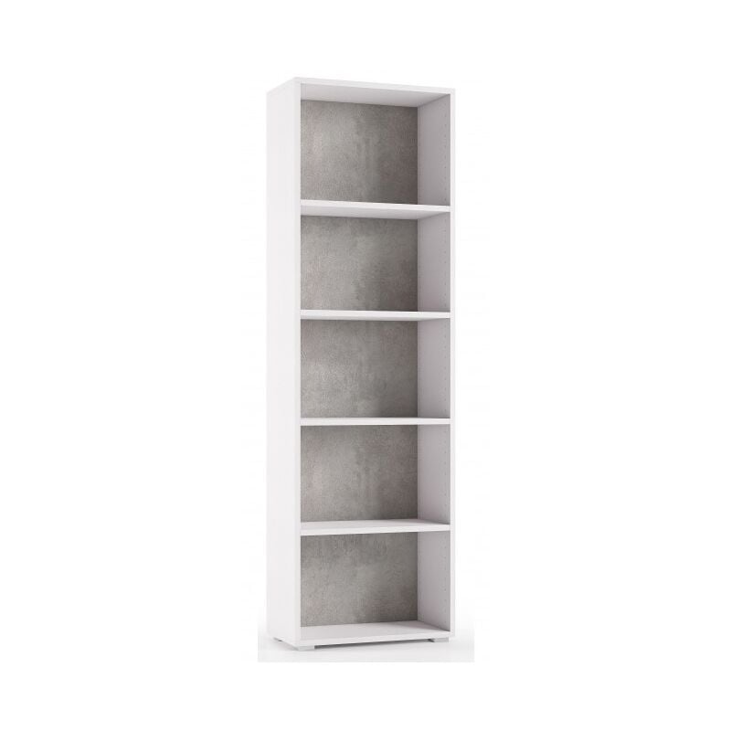 

Estantería 195 cm Blanco ceniza y Cemento con 4 estantes | Cemento/blanco