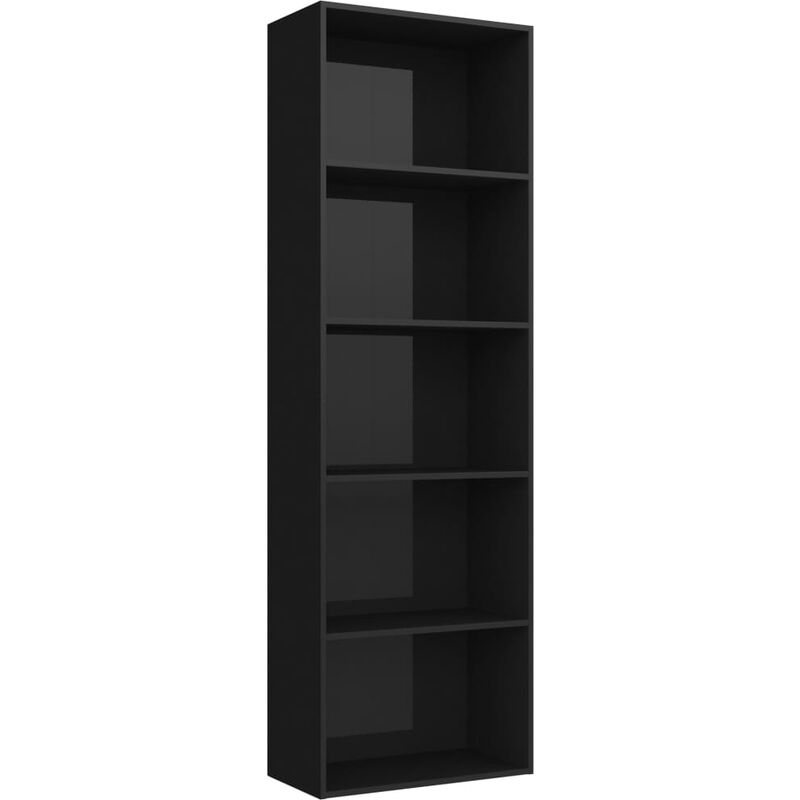 

vidaXL Estantería de Aglomerado Negro Brillante 60x30x189 cm - Negro