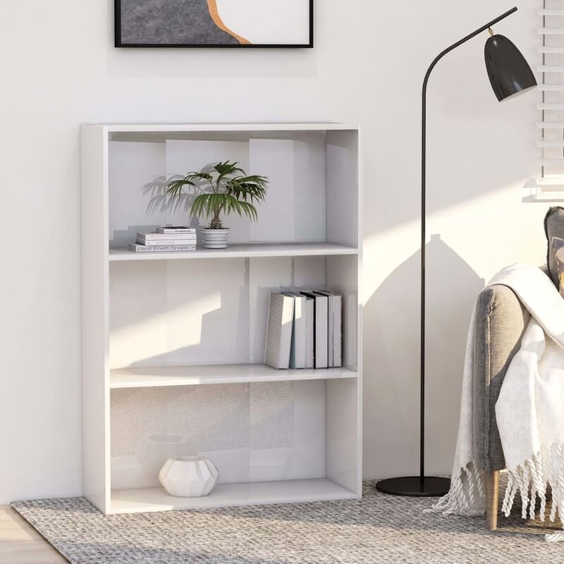 

vidaXL Estantería de Aglomerado Blanco Brillante 80x30x114 cm - Blanco