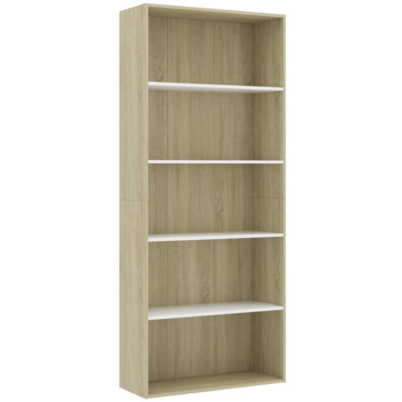 

vidaXL Estantería de Aglomerado Blanco Roble Sonoma 80x30x189cm - Multicolor