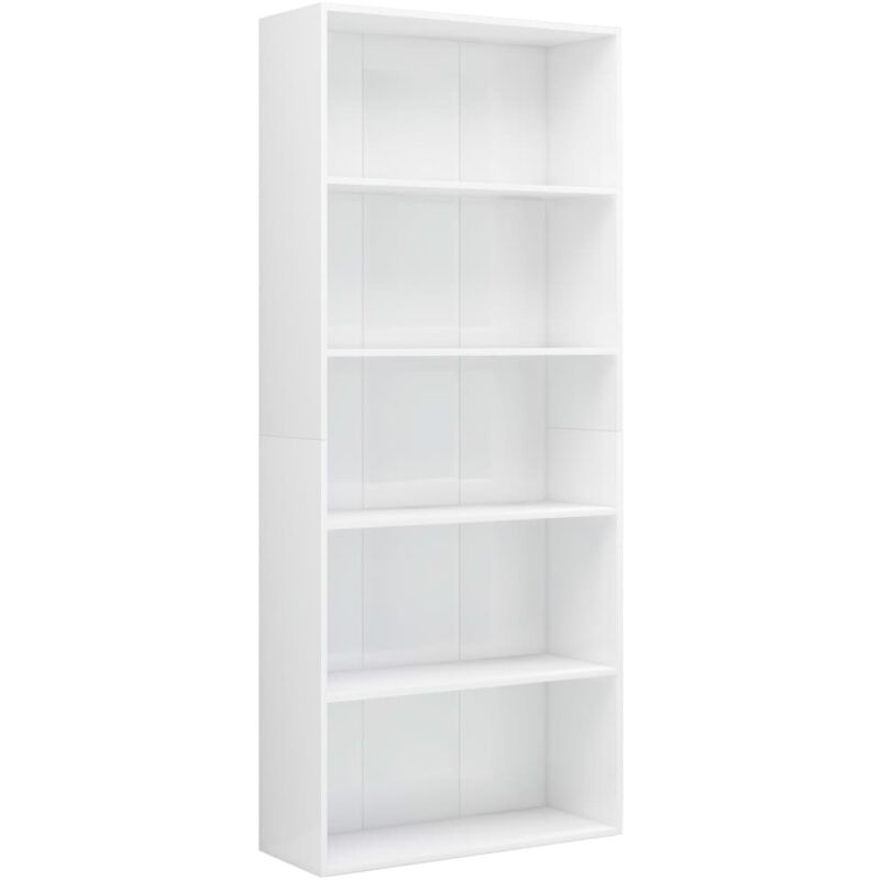 

vidaXL Estantería de Aglomerado Blanco Brillante 80x30x189cm - Blanco