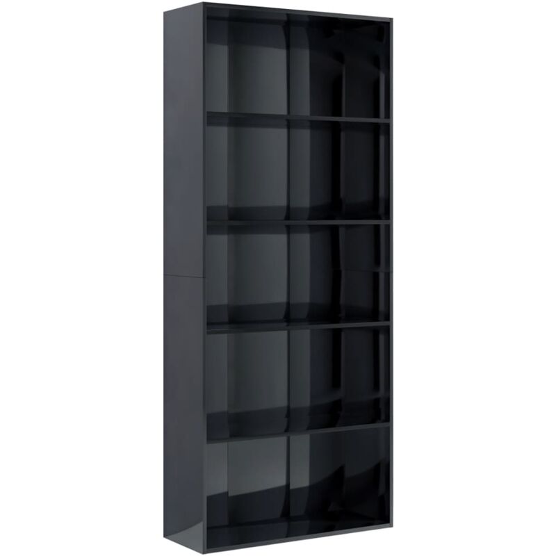 

vidaXL Estantería de Aglomerado Negro Brillante 80x30x189 cm - Negro