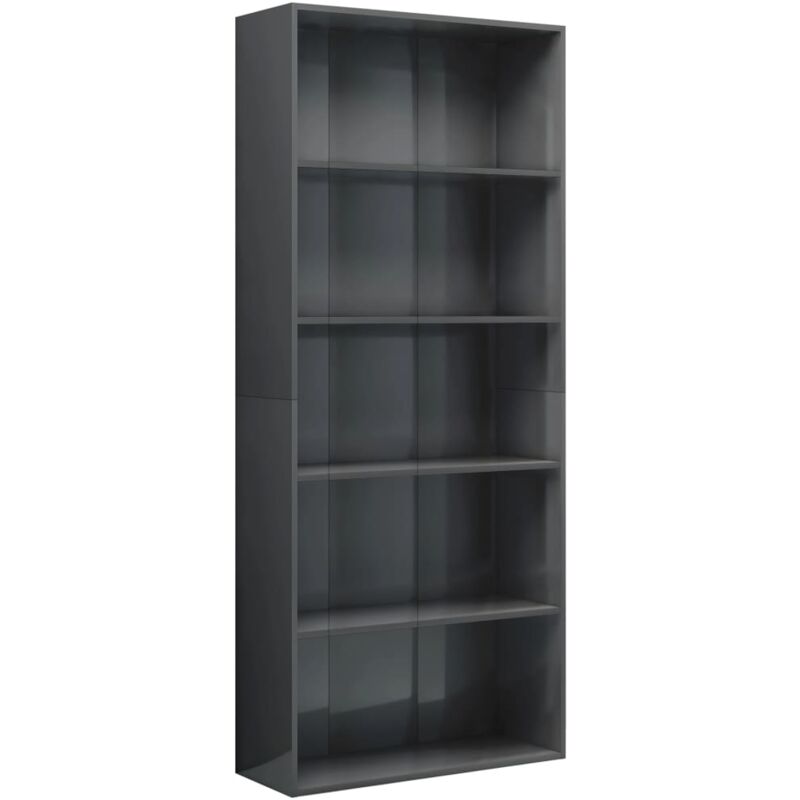 

vidaXL Estantería de Aglomerado Gris Brillante 80x30x189 cm - Gris