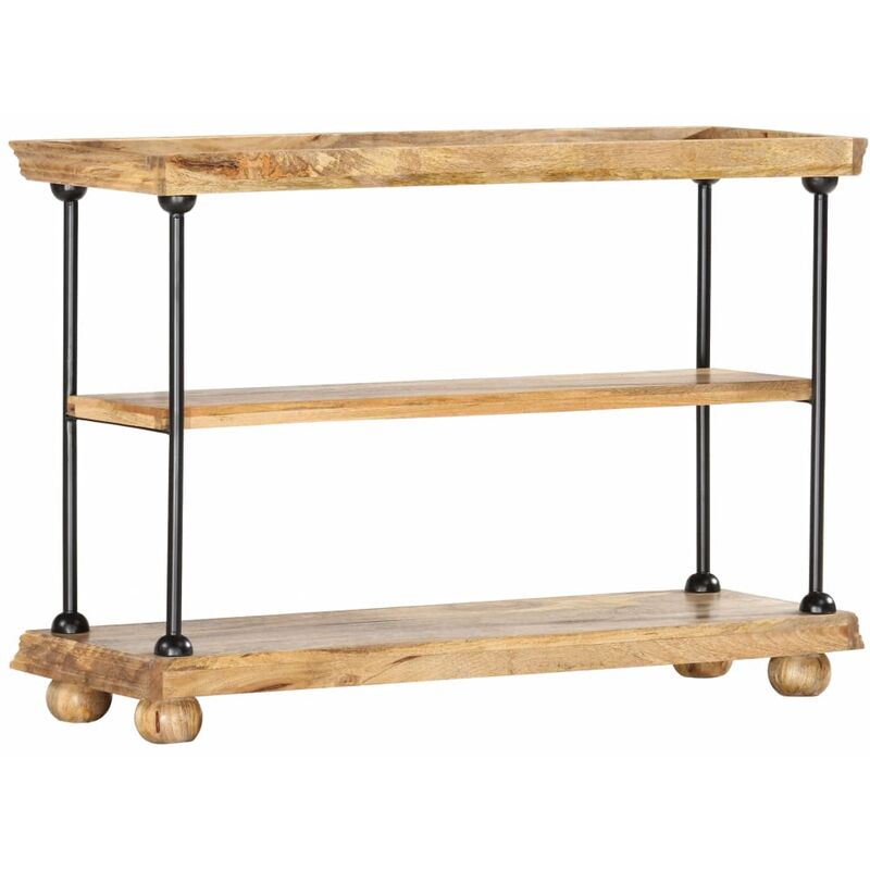 

Estantería 2 niveles madera maciza mango y acero 110x35x75 cm
