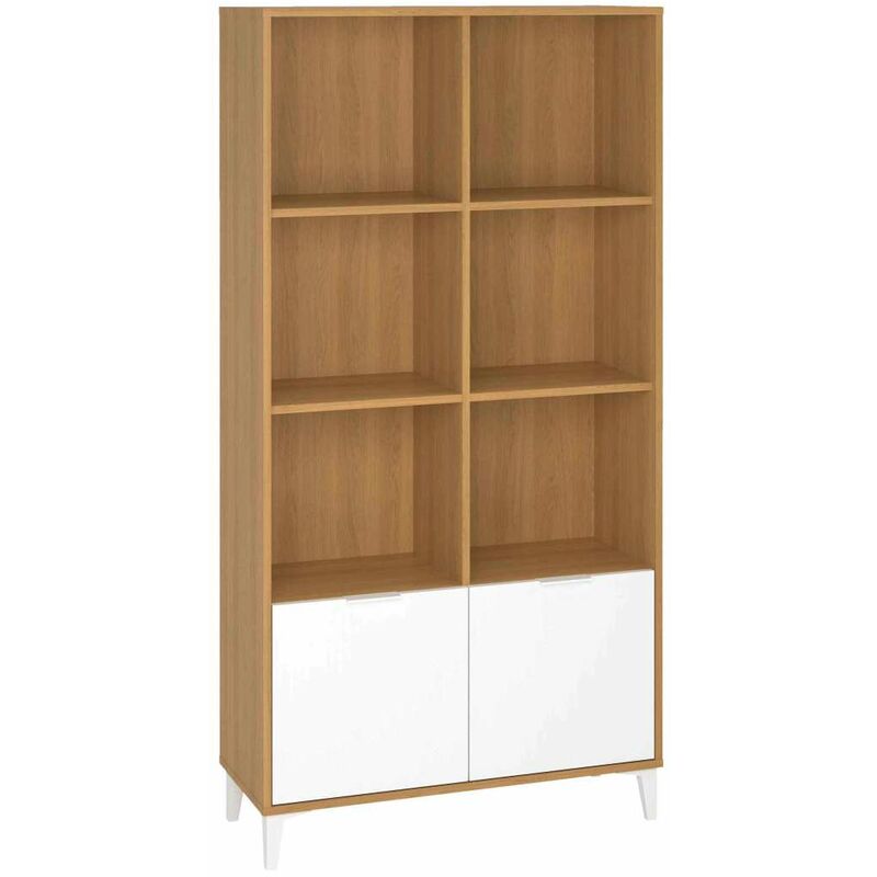 

Estanteria 2 puertas ,6 huecos en roble/blanca 168.2 cm(alto)85 cm(ancho)34 cm(fondo). . Color ROBLE-BLANCO