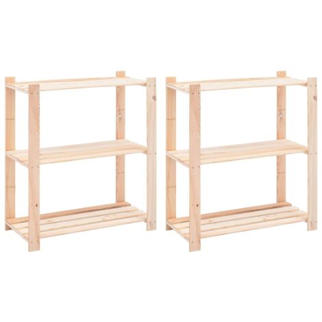 Estantería 3 niveles 2 unidades madera pino maciza 150 kg vidaXL