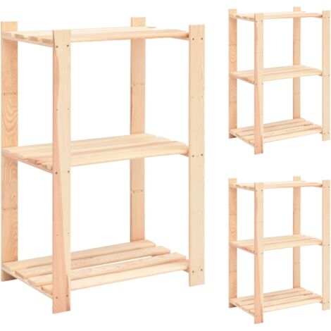 Estantería 3 niveles 3 unidades madera pino maciza 150 kg vidaXL