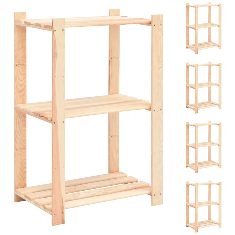 

Bh Design - Estantería 3 niveles 5 unidades madera pino maciza 150 kg