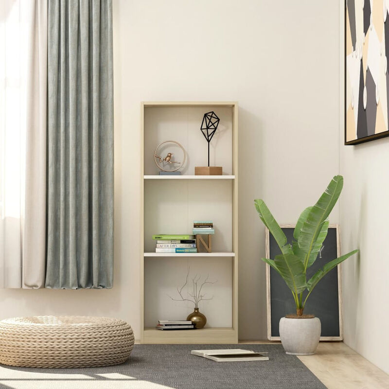 

Estanteria 3 niveles aglomerado blanco y Sonoma 40x24x108 cm