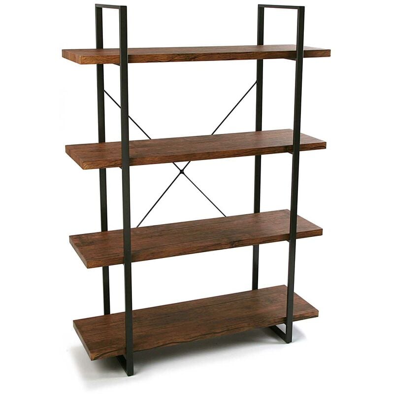 

Versa Kiel Estantería de Pared de Estilo Industrial Biblioteca, 141,5x33x100cm - Marrón y Negro
