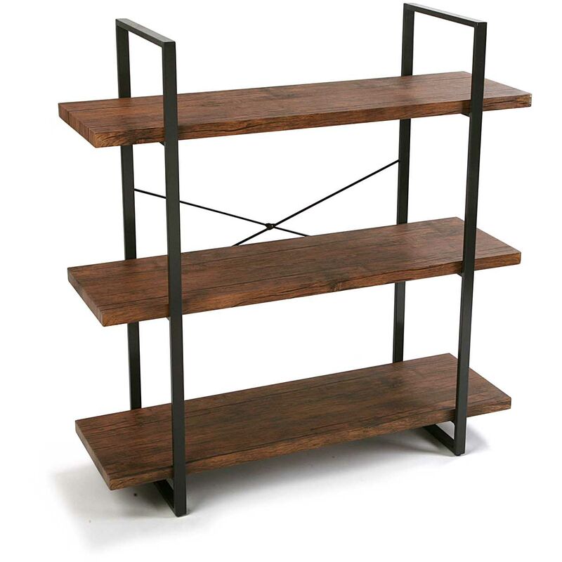 

Versa Kiel Estantería de Pared de Estilo Industrial Biblioteca, 104x33x100cm - Marrón y Negro