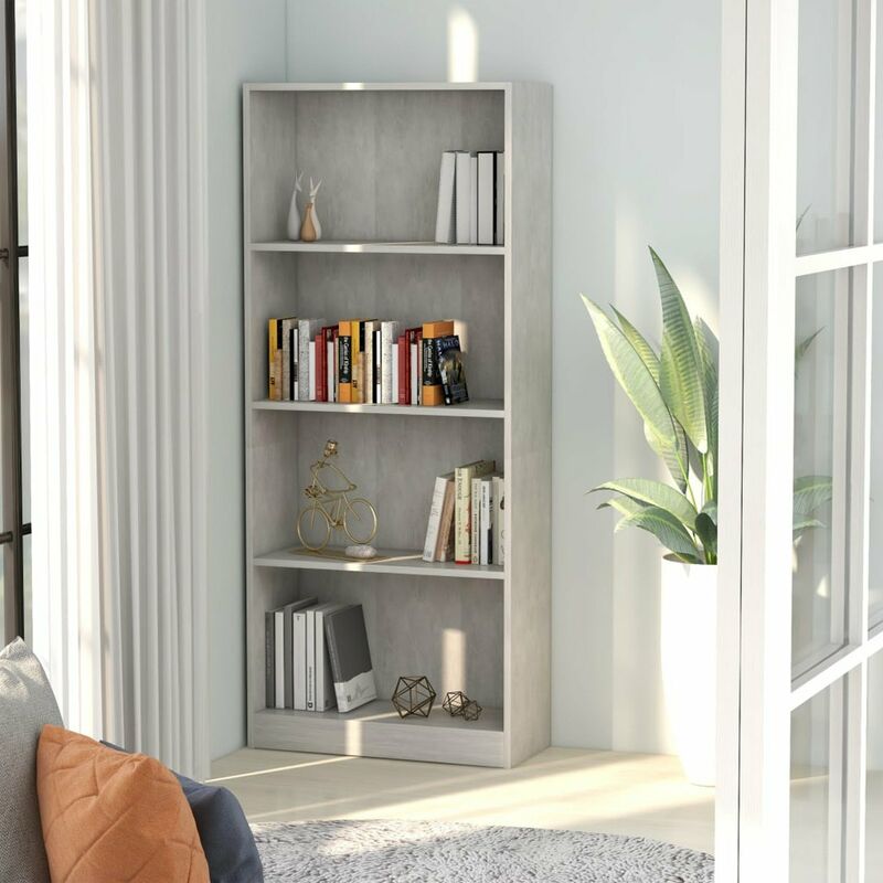 

Estanteria 4 niveles aglomerado gris hormigon 60x24x142 cm