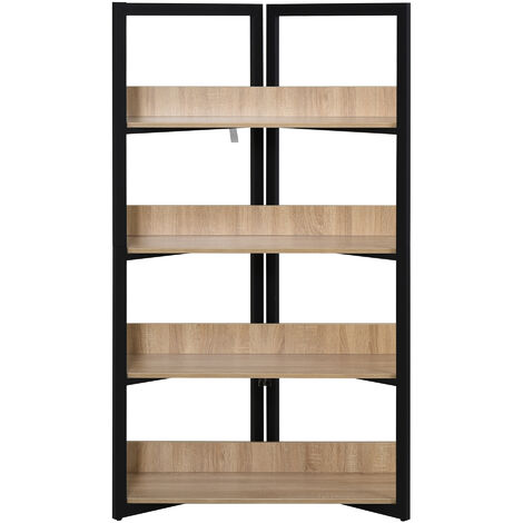Estantería 4 Niveles Espaciosos Sistema Antivuelco 90x39x160 Color Roble Negro