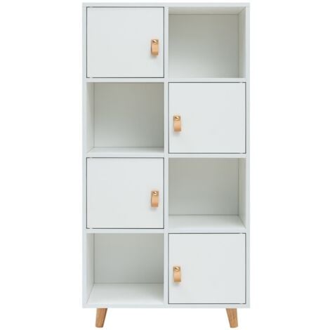 MBTIC Estantería 4 puertas, 4 huecos acabado blanco, 119cm(alto) 60cm(ancho) 29cm(fondo). .