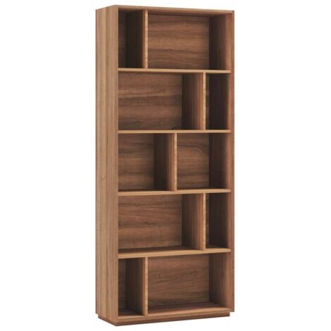 Estantería 5 alturas modelo 545 acabado nogal claro. 191 cm(alto), 80 cm(ancho), 32 cm(fondo).