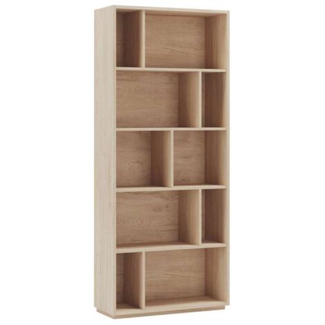 Estantería 5 alturas modelo 545 acabado roble claro. 191 cm(alto), 80 cm(ancho), 32 cm(fondo).