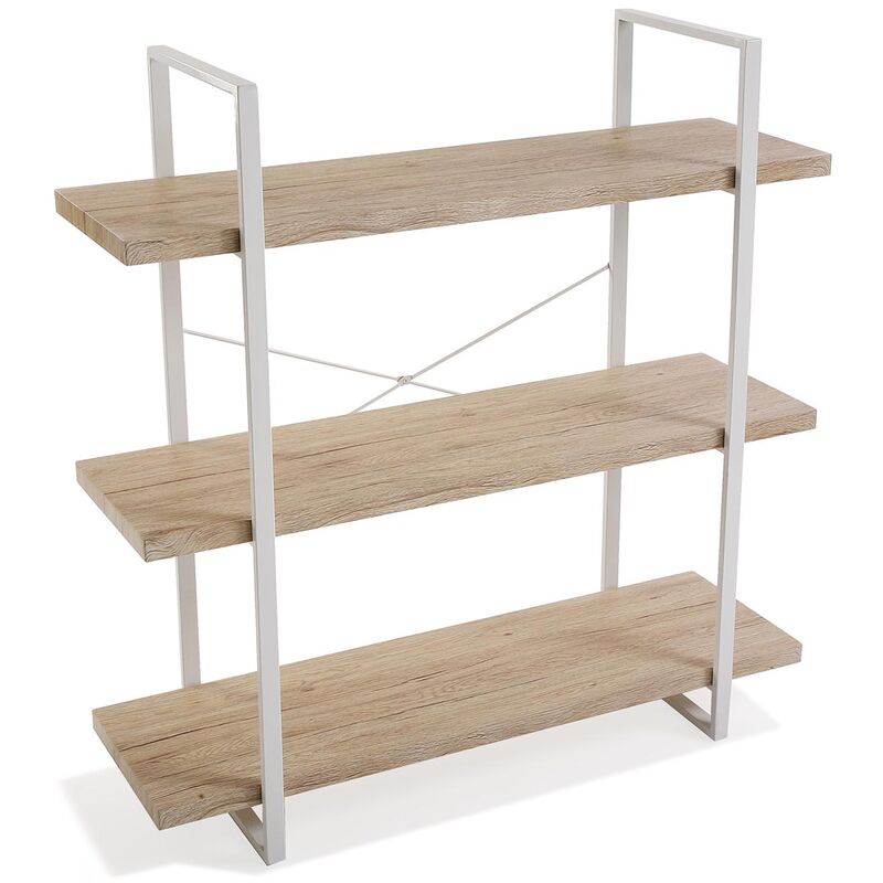 

Versa Kiel Estantería de Pared de Estilo Industrial Biblioteca, 104x33x100cm - Marrón y Blanco