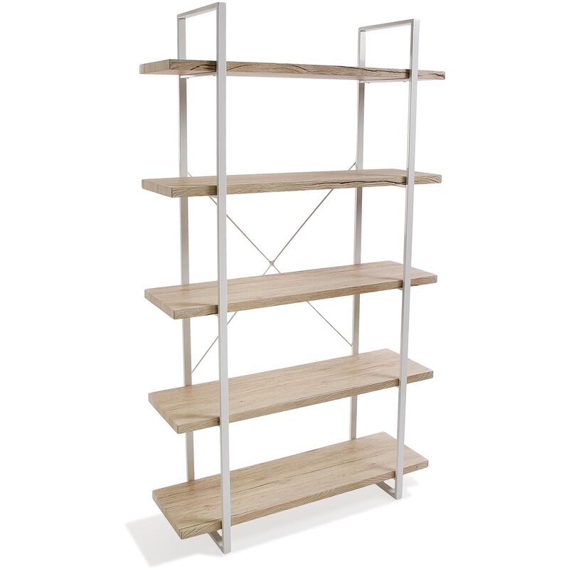 

Versa Kiel Estantería de Pared de Estilo Industrial Biblioteca, 179x33x100cm - Marrón y Blanco