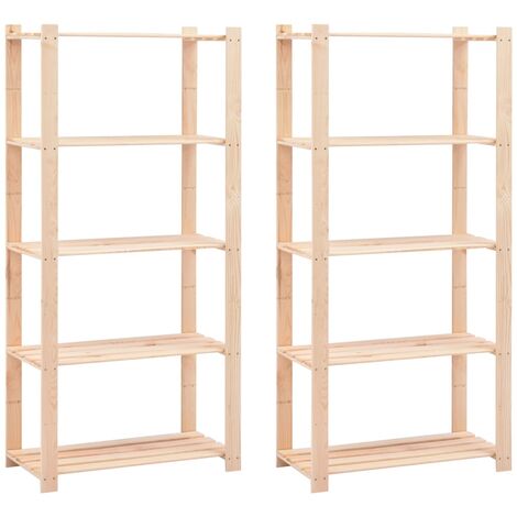Estantería 5 niveles 2 unidades madera pino maciza 250 kg vidaXL