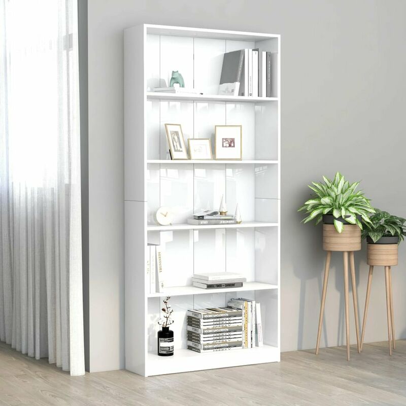 

Estanteria 5 niveles aglomerado blanco brillante 80x24x175 cm