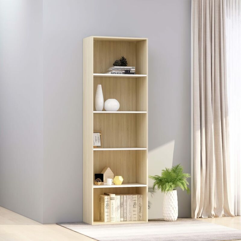 

Estantería 5 niveles aglomerado blanco roble Sonoma 60x30x189cm