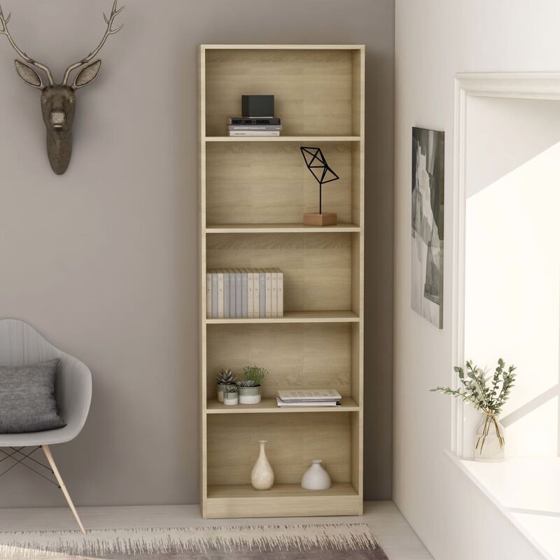 

Estanteria 5 niveles aglomerado color roble Sonoma 60x24x175 cm