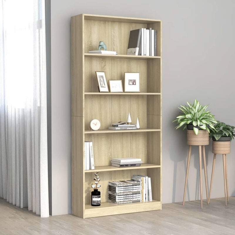 

Estanteria 5 niveles aglomerado color roble Sonoma 80x24x175 cm