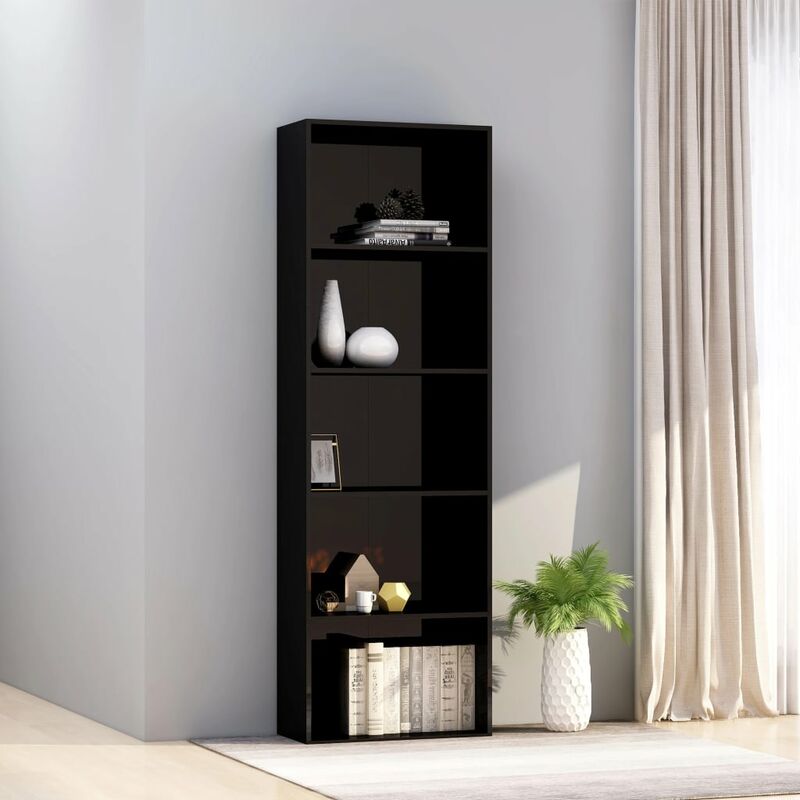 

Estantería 5 niveles aglomerado negro brillante 60x30x189 cm