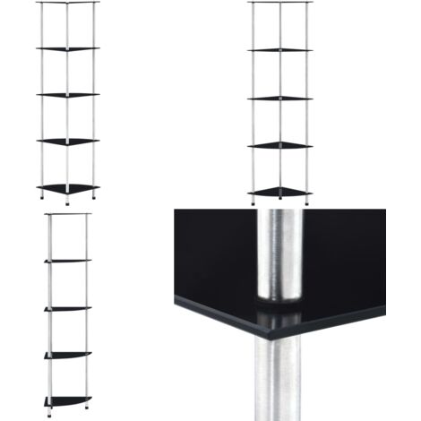 Estantería 5 niveles cristal templado negro 30x30x130 cm - Estantería de 5 niveles - Estantería de vidrio templado
