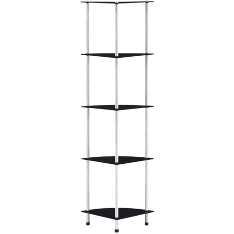 Estantería 5 niveles cristal templado negro 30x30x130 cm vidaXL