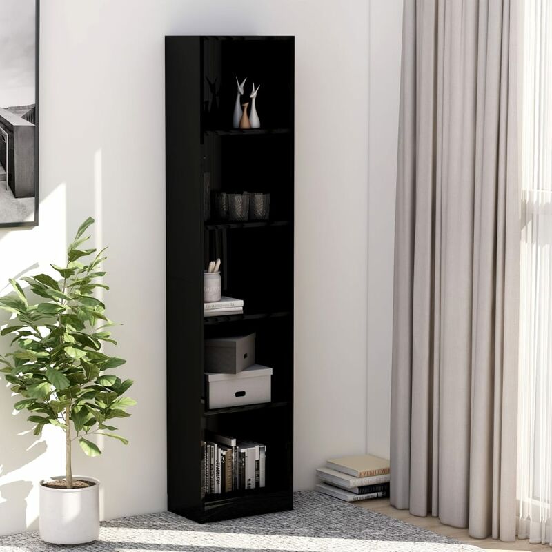 

Estanteria 5 niveles de aglomerado negro brillo 40x24x175 cm
