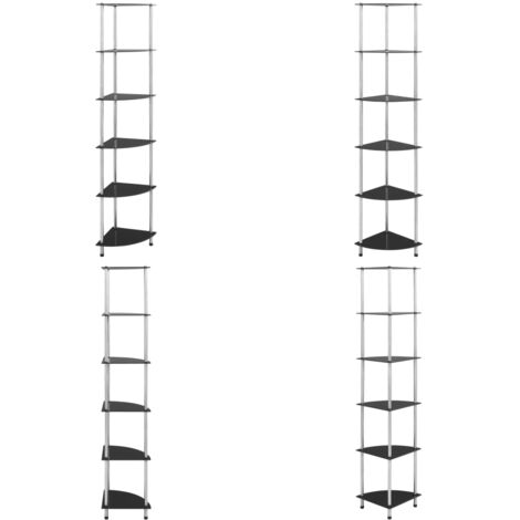 Estantería 6 niveles vidrio templado negro 30x30x160 cm - Estantería de 6 niveles - Estantería de vidrio templado