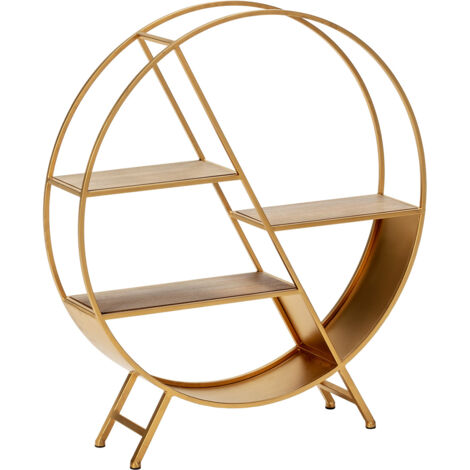 Estanteria 78X17X86 Metal Dorado/Madera Natural